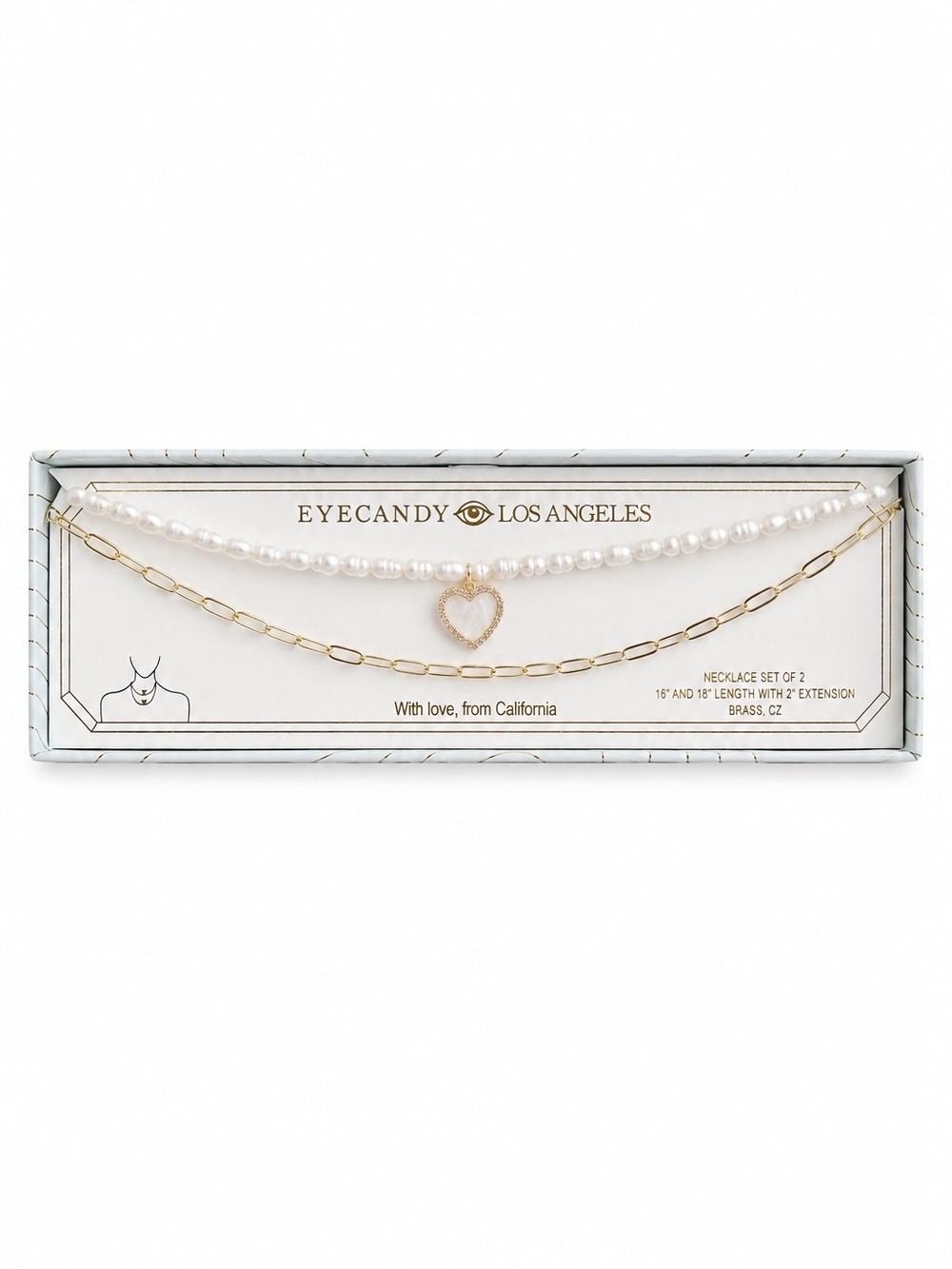 Eye Candy Layered Pearl Heart Necklace Set Coquette Quiet Luxury Balletcore